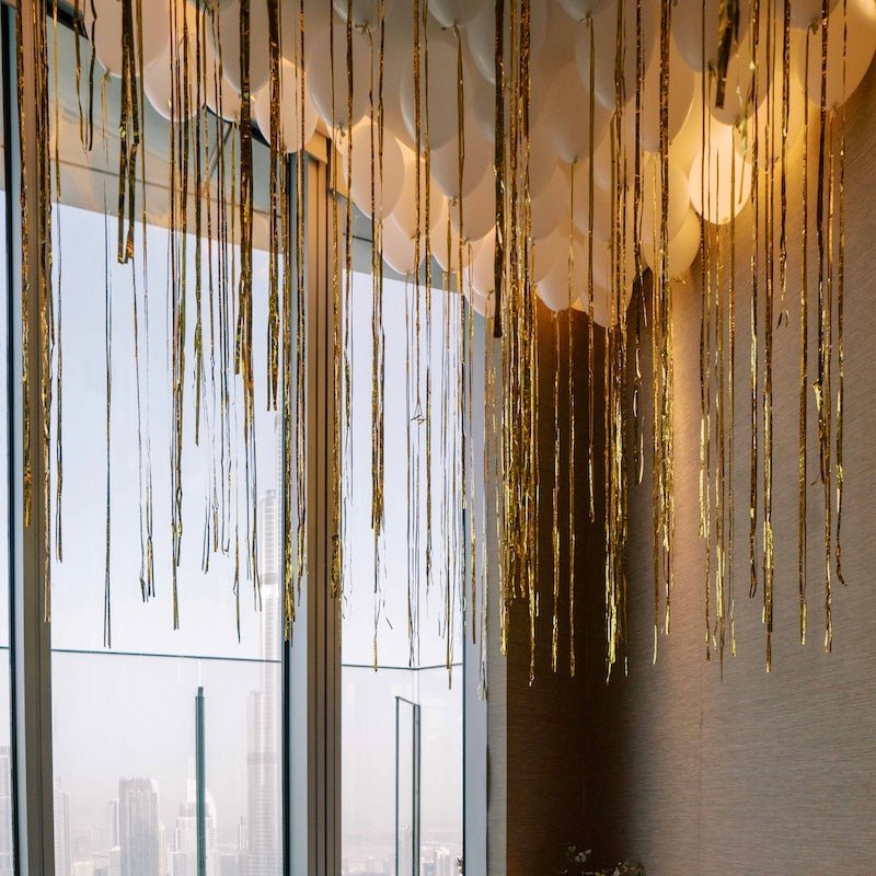 Helium Balloons with Foil Strings - The Pop Shop Dubai / Luxury Balloon Decor