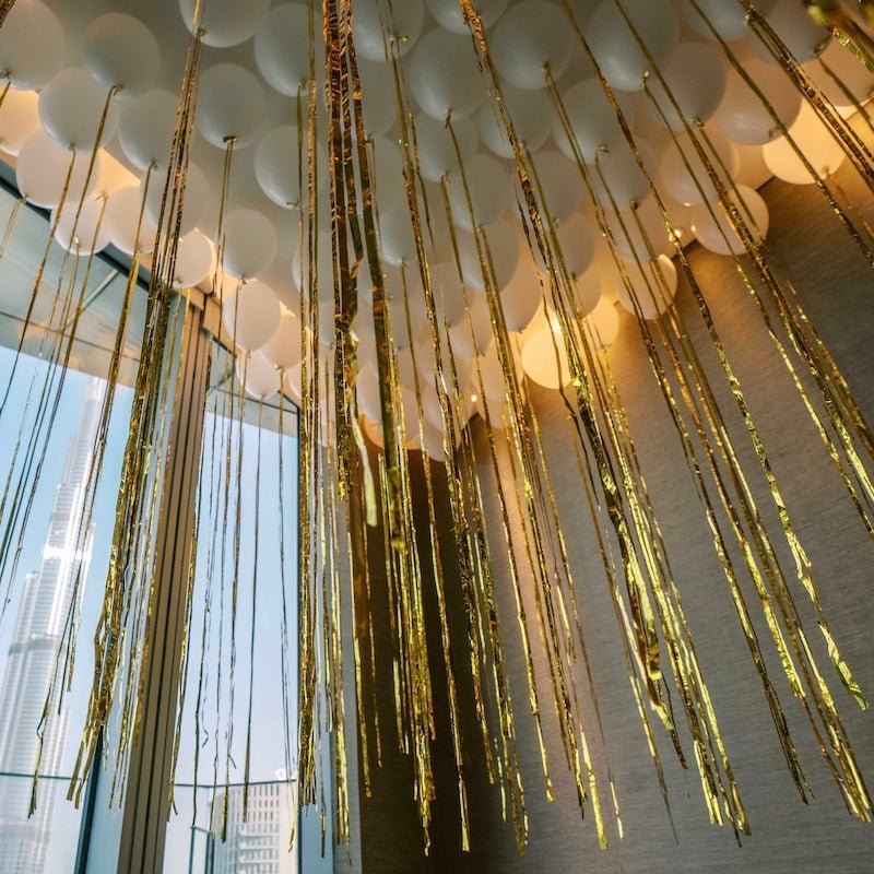Helium Balloons with Foil Strings - The Pop Shop Dubai / Luxury Balloon Decor