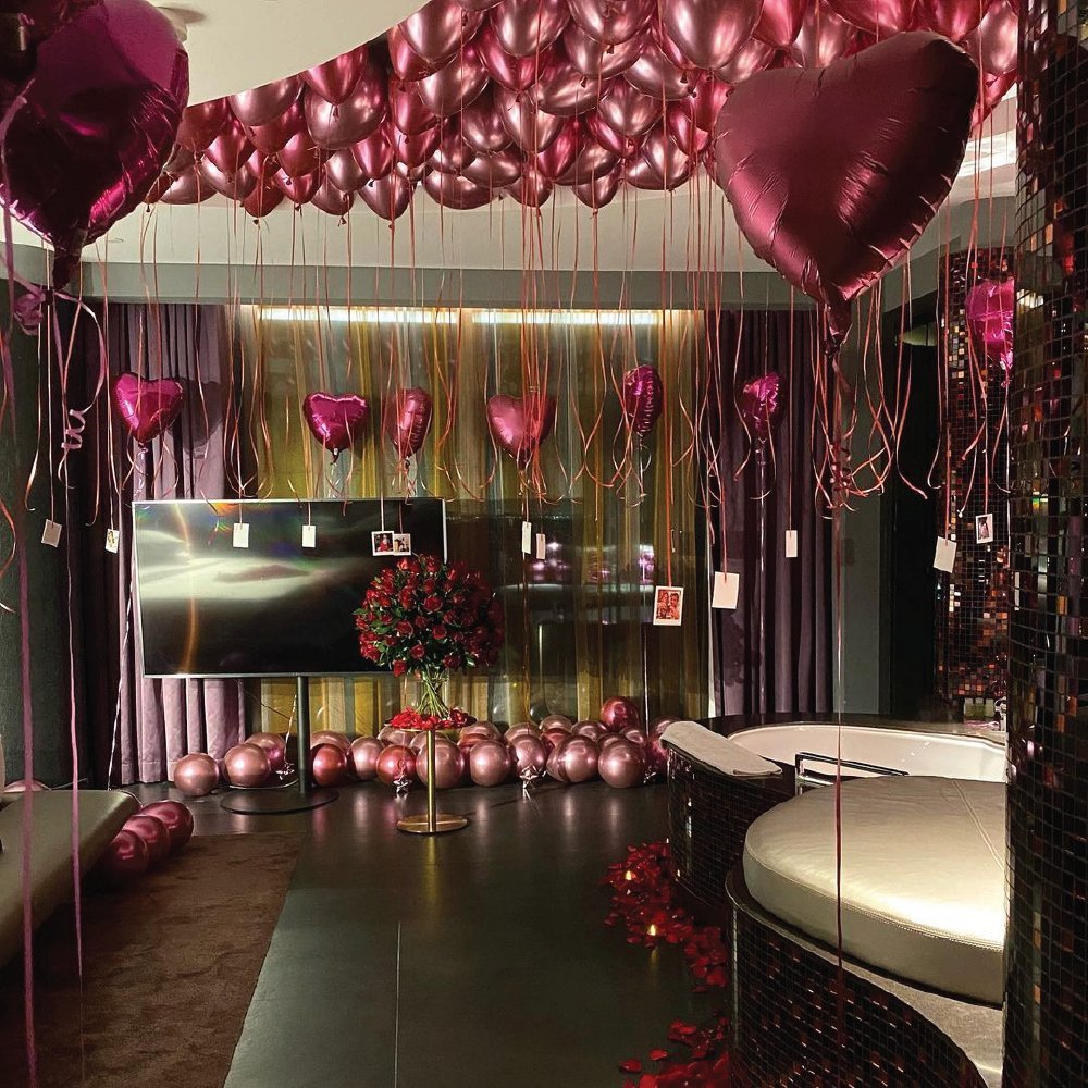 Pink Love Is In The Air Romantic Decor Hotel or Villa  Package - The Pop Shop Dubai / Luxury Balloon Decor