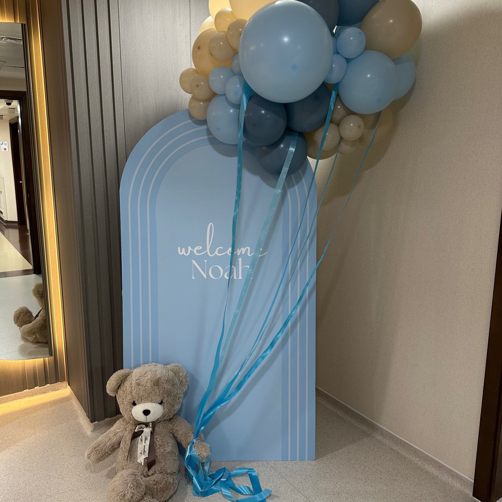 Oh Baby! Flying Teddy Baby Welcome Balloon Decor - The Pop Shop Dubai / Luxury Balloon Decor