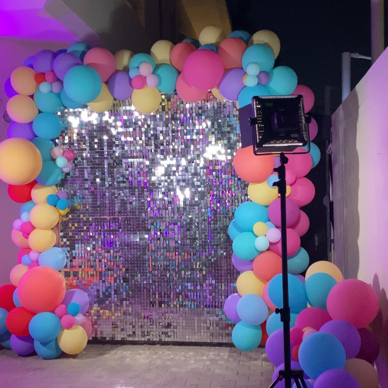 Shimmer Wall with Luxury Garland for a Villa Birthday Party - The Pop Shop Dubai / Luxury Balloon Decor