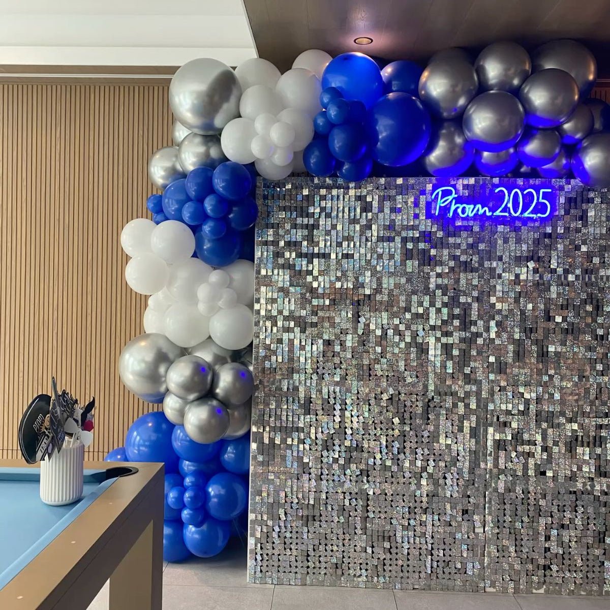 Shimmer Wall with Luxury Garland - The Pop Shop Dubai / Luxury Balloon Decor