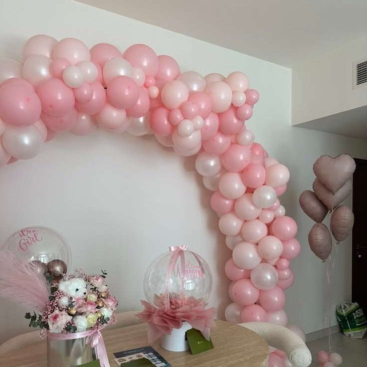 Welcome Home Baby Girl Arch - The Pop Shop Dubai / Luxury Balloon Decor